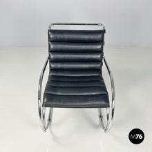 将图片加载到图库查看器，Black leather armchair MR40 by Mies van der Rohe for Knoll, 1980s
