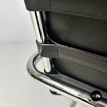 将图片加载到图库查看器，Black leather armchair MR40 by Mies van der Rohe for Knoll, 1980s
