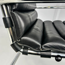 将图片加载到图库查看器，Black leather armchair MR40 by Mies van der Rohe for Knoll, 1980s
