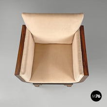 将图片加载到图库查看器，Armchairs in wood and pastel orange velvet, 1930s
