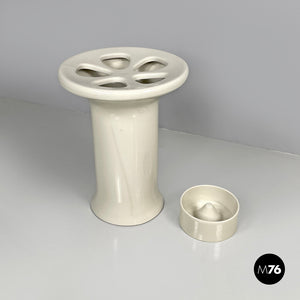 White ceramic umbrella stand by Angelo Mangiarotti for Fratelli Brambilla, 1970s