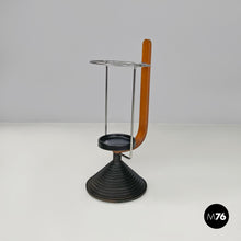 Load image into Gallery viewer, Round umbrella stand by Origlia in cast iron and wood, 1980s
