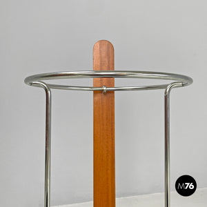 Round umbrella stand by Origlia in cast iron and wood, 1980s