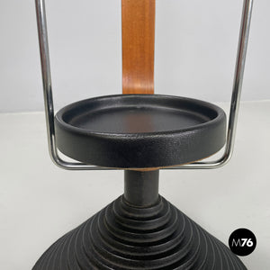 Round umbrella stand by Origlia in cast iron and wood, 1980s