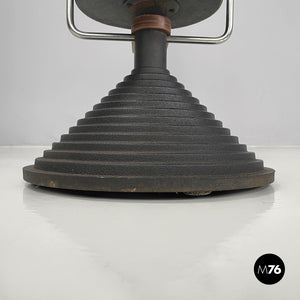 Round umbrella stand by Origlia in cast iron and wood, 1980s