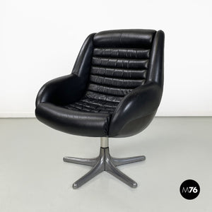 Black leather armchair by Cesare Casati for Arflex, 1960s