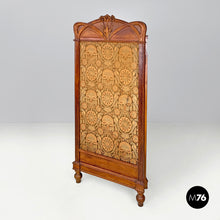 Load image into Gallery viewer, Wooden and fabric screen with floral pattern, late 1800s
