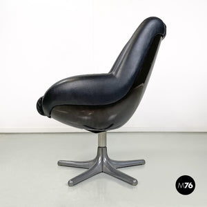 Black leather armchair by Cesare Casati for Arflex, 1960s