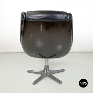 Black leather armchair by Cesare Casati for Arflex, 1960s