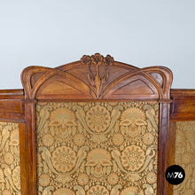 Load image into Gallery viewer, Wooden and fabric screen with floral pattern, late 1800s
