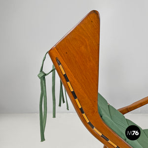 Wood and green fabric rocking chair 572 by Studio Tecnico Cassina for Cassina, 1950s