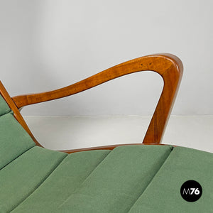 Wood and green fabric rocking chair 572 by Studio Tecnico Cassina for Cassina, 1950s