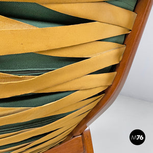 Wood and green fabric rocking chair 572 by Studio Tecnico Cassina for Cassina, 1950s