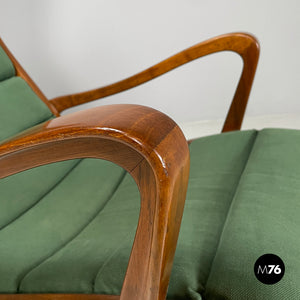 Wood and green fabric rocking chair 572 by Studio Tecnico Cassina for Cassina, 1950s