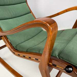 Wood and green fabric rocking chair 572 by Studio Tecnico Cassina for Cassina, 1950s