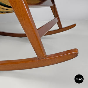 Wood and green fabric rocking chair 572 by Studio Tecnico Cassina for Cassina, 1950s