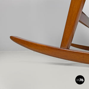 Wood and green fabric rocking chair 572 by Studio Tecnico Cassina for Cassina, 1950s