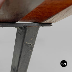 Metal and wood bench, 1950s