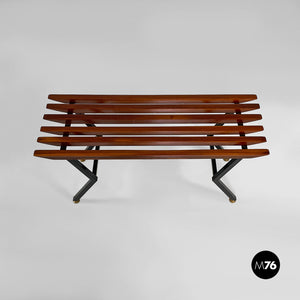 Metal and wood bench, 1950s