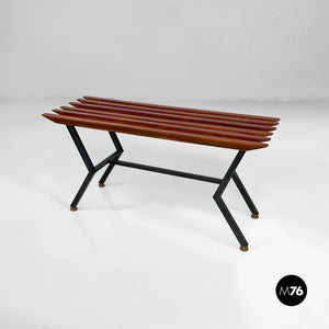 Metal and wood bench, 1950s
