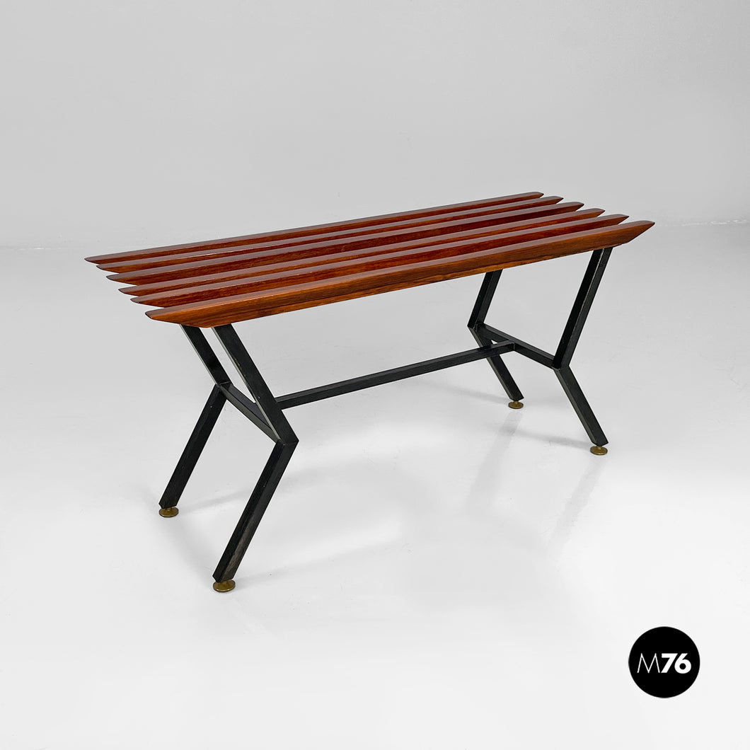 Metal and wood bench, 1950s