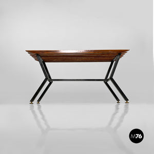 Metal and wood bench, 1950s