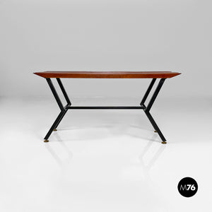 Metal and wood bench, 1950s
