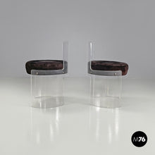 将图片加载到图库查看器，Plexiglass and brown suede Chairs by Cesare Maria Casati and Emanuele Ponzio, 1970s
