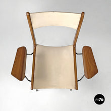 画像をギャラリービューアに読み込む, Wood black metal and beige leatherette chair, 1950s
