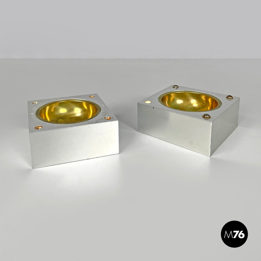 Aluminum and brass ashtray by Fratini for Gexco Italia, 1970s