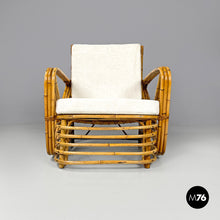 Load image into Gallery viewer, Rattan and white fabric armchairs by Paul Frankl, 1940s
