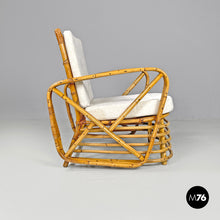 Load image into Gallery viewer, Rattan and white fabric armchairs by Paul Frankl, 1940s
