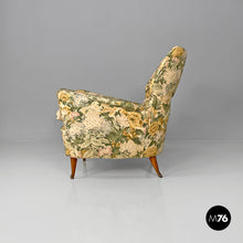 Load image into Gallery viewer, Armchairs with yellow and green floral pattern fabric, 1960s
