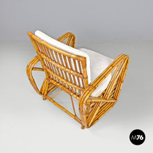 Load image into Gallery viewer, Rattan and white fabric armchairs by Paul Frankl, 1940s
