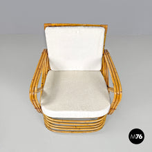 Load image into Gallery viewer, Rattan and white fabric armchairs by Paul Frankl, 1940s
