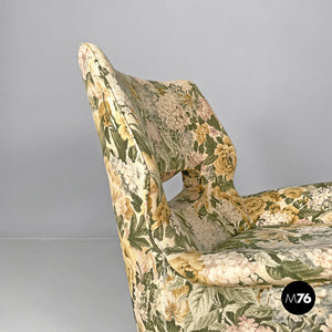 Armchairs with yellow and green floral pattern fabric, 1960s