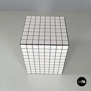 Coffee table with white stoneware tiles and black grout, 2023