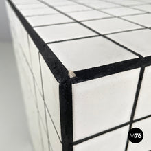 Load image into Gallery viewer, Coffee table with white stoneware tiles and black grout, 2023
