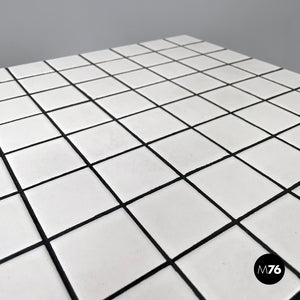 Coffee table with white stoneware tiles and black grout, 2023