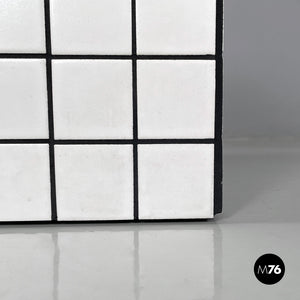 Coffee table with white stoneware tiles and black grout, 2023