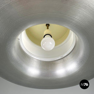 Chandelier in aluminum and white glass, 1970s