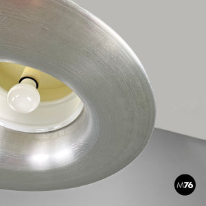 Chandelier in aluminum and white glass, 1970s