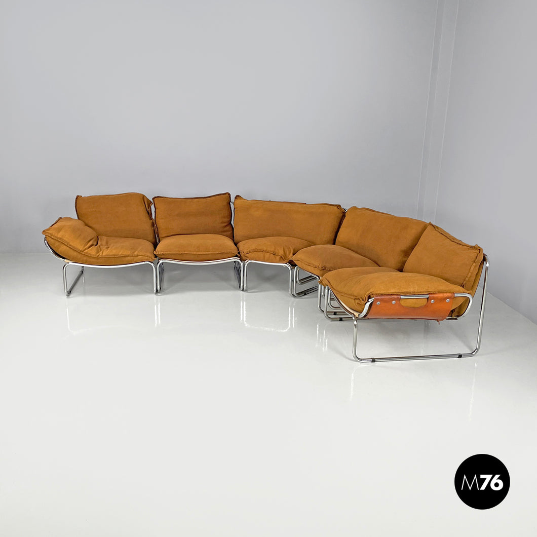 Brown modular sofa Compor S 72 by Gero for Mussi, 1970s