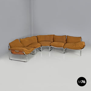 Brown modular sofa Compor S 72 by Gero for Mussi, 1970s