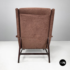 Brown armchair 877 by Gianfranco Frattini for Cassina, 1959