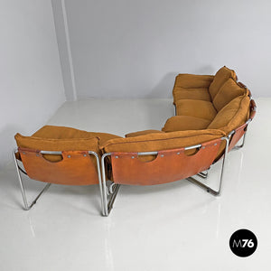 Brown modular sofa Compor S 72 by Gero for Mussi, 1970s