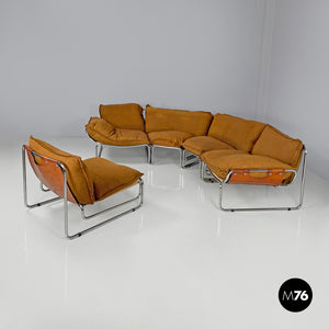 Brown modular sofa Compor S 72 by Gero for Mussi, 1970s