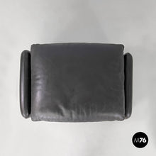 画像をギャラリービューアに読み込む, Black leather pouf Maralunga by Vico Magistretti for Cassina, 1970s
