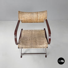 Carica l&#39;immagine nel visualizzatore di Gallery, Folding chairs in straw and brown metal, 2000s

