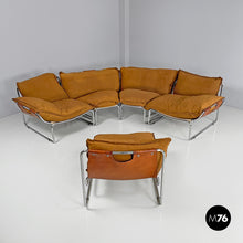 画像をギャラリービューアに読み込む, Brown modular sofa Compor S 72 by Gero for Mussi, 1970s
